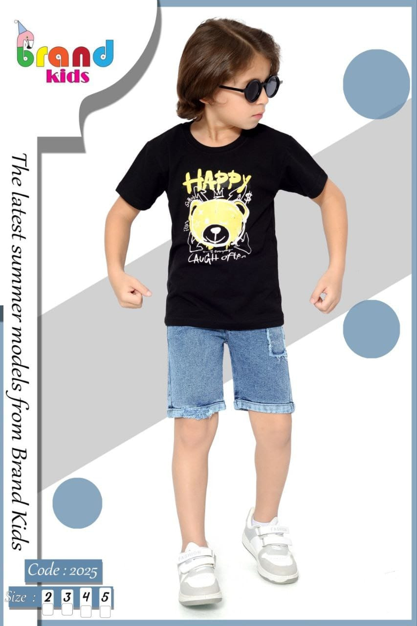طقم اولادي HAPPY (شورت وتيشيرت )